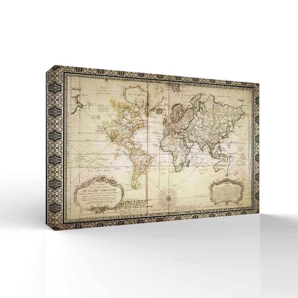 Wall26 Premium Canvas Wall Art - 12x18 Inches World Map Decor for Bedroom, Living Room, Office & Home Wall Decorations - Framed Canvas Prints for Modern Interior Design