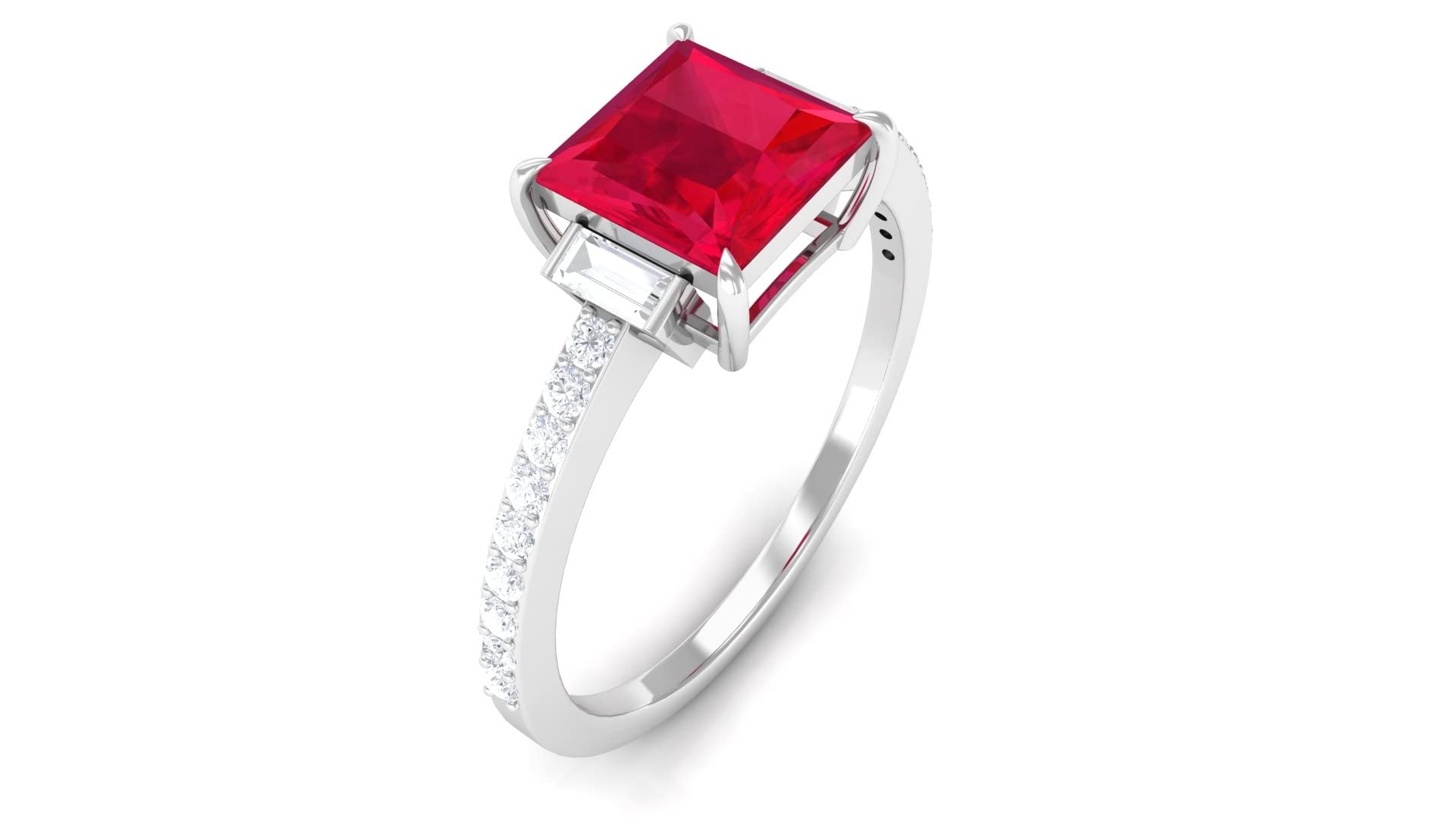 1.75 CT Lab Created Ruby & Moissanite Engagement Ring in 14K Solid Gold – Elegant Solitaire Ring for Women, Perfect for Proposals, Anniversaries & Special Occasions