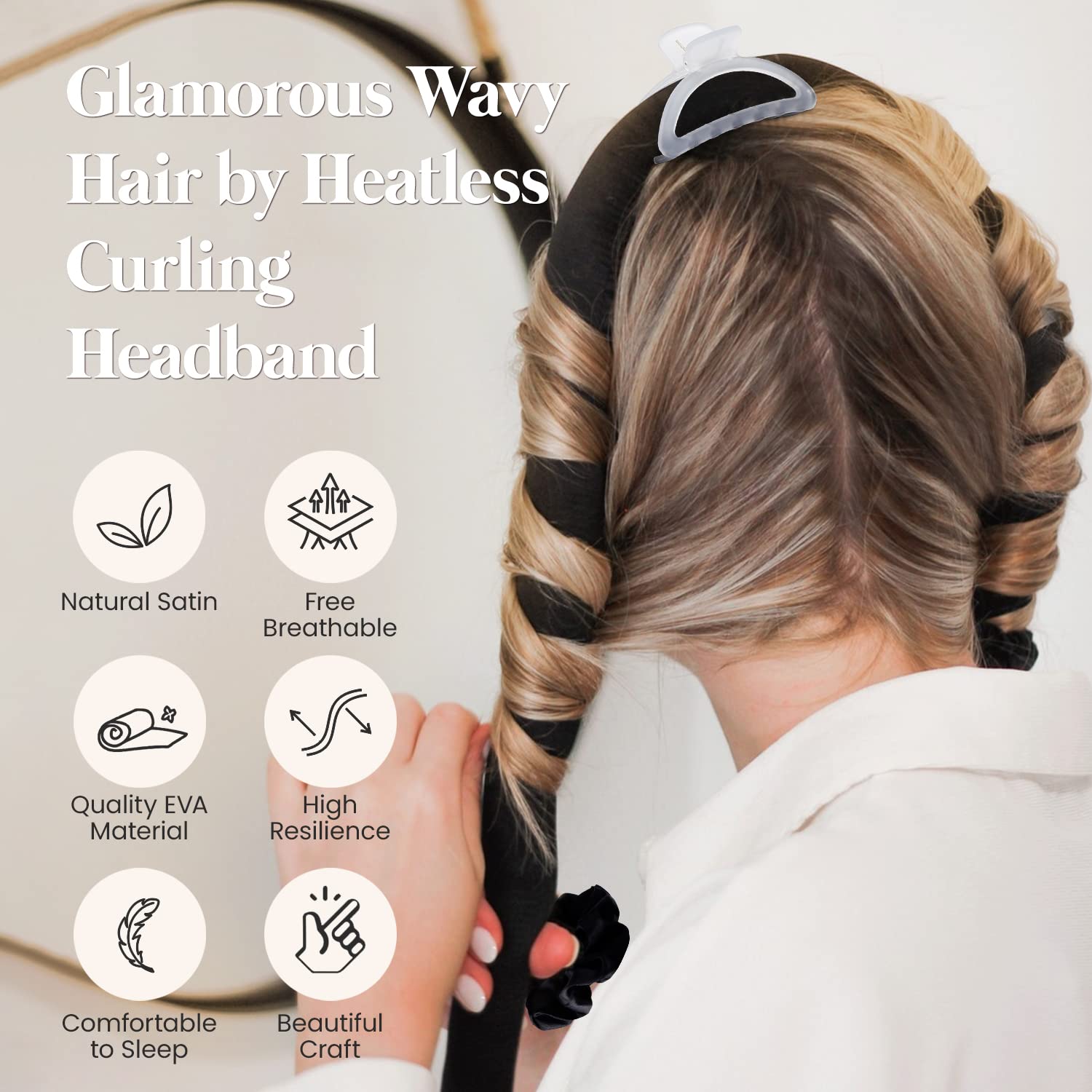 Yeelen Heatless Curling Rod Headband for Long Hair - No Heat Hair Curler Set with Satin Ribbon Wrap, Scrunchie & Clips - Overnight Sleeping Hair Rollers for Natural Waves - Perfect for Home, Travel & Special Occasions