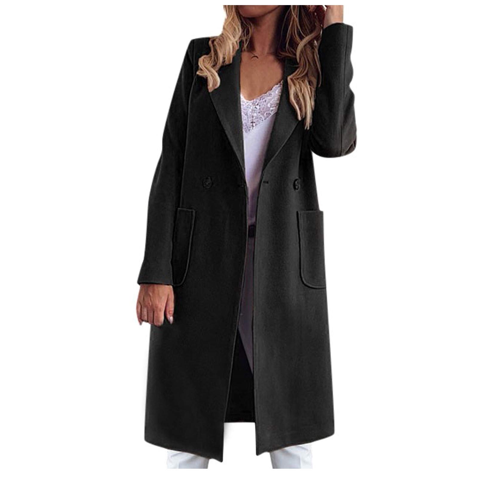 Women's Double Breasted Winter Coat with Hood - Fleece Lined Long Jacket for Cold Weather | Perfect for Outdoor Activities, Commuting & Casual Wear