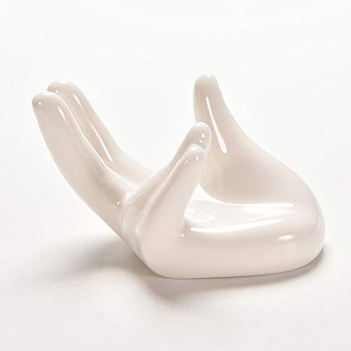 White Ceramic Air Plant Holder - Hand-Shaped Tillandsia Display Stand for Home & Office Decor | Perfect for Desk, Shelf, or Gift Idea