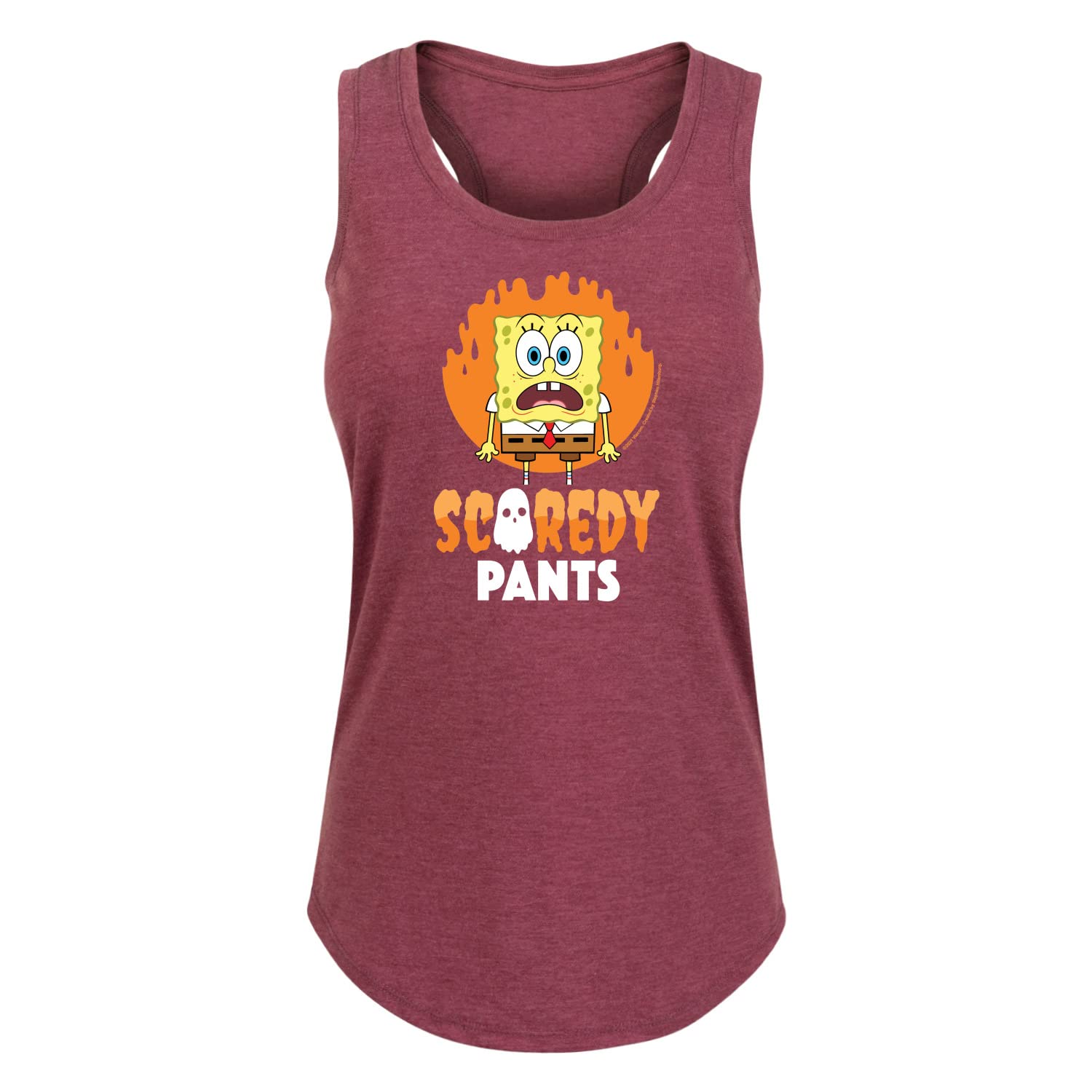 SpongeBob Scaredy Pants Women's Racerback Tank Top | Hybrid Apparel | Funny Cartoon Graphic Tee for Women | Perfect for Cosplay, Halloween & Casual Wear