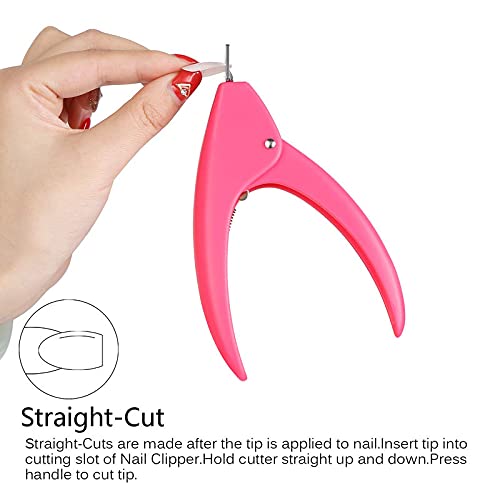 FAMEZA Professional Acrylic Nail Clipper - False Nail Cutter & Trimmer for Artificial Nails, Manicure Tools with Precision Blades (Pink) - Perfect for Salon, Home Nail Art & DIY Manicures