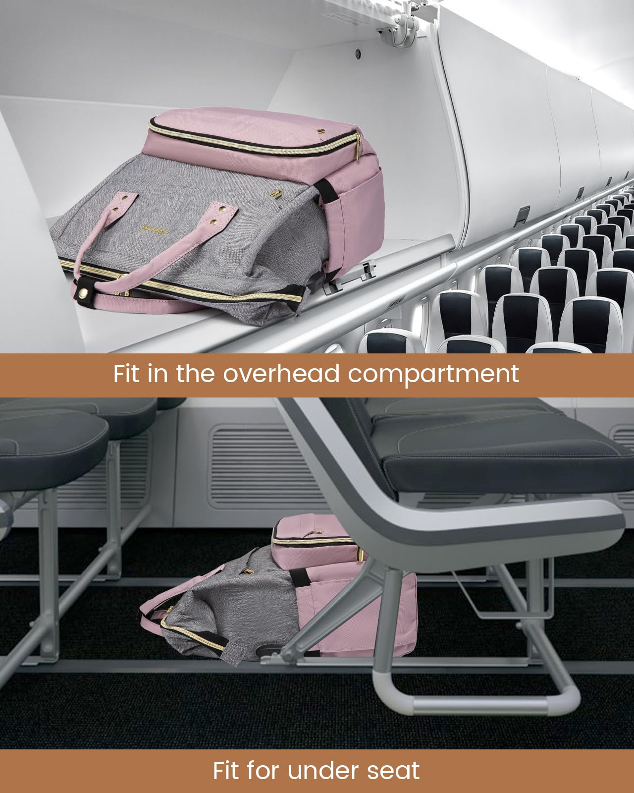 LOVEVOOK Women's Fashion Laptop Backpack with USB Port - Stylish Grey-Light Purple Business Travel Bag for Work, School, or Daily Commute, Fits 17-Inch Laptop