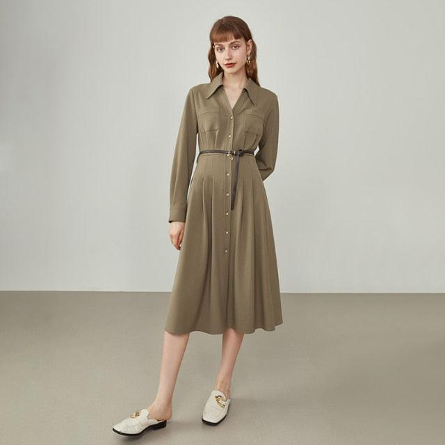 Stylish Winter Coffee Long Shirt Dress for Women - Perfect for Office, Casual Outings & Coffee Dates