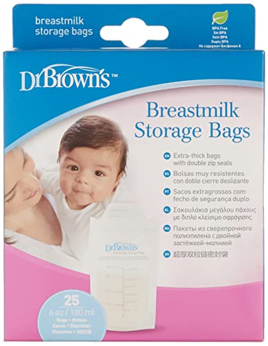 Dr. Brown's Breastmilk Storage Bags - 25 Count, BPA-Free, Pre-Sterilized, Leakproof Design for Safe Breast Milk Storage | Perfect for Pumping, Freezing & Organizing Breastmilk at Home or On-the-Go
