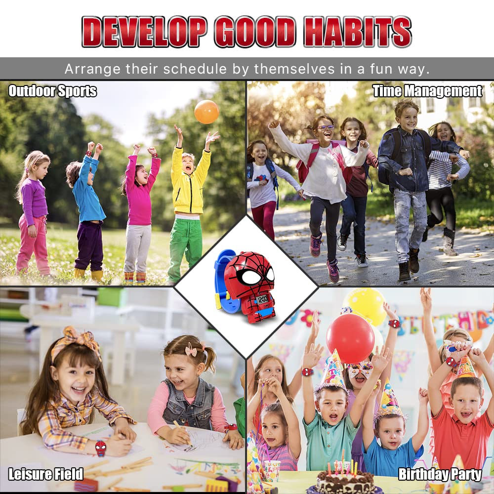 Superhero Kids Digital Watch - Waterproof Plastic Toy Watch for Boys & Girls, Birthday Christmas Easter Gifts - Perfect for School, Playtime & Outdoor Activities