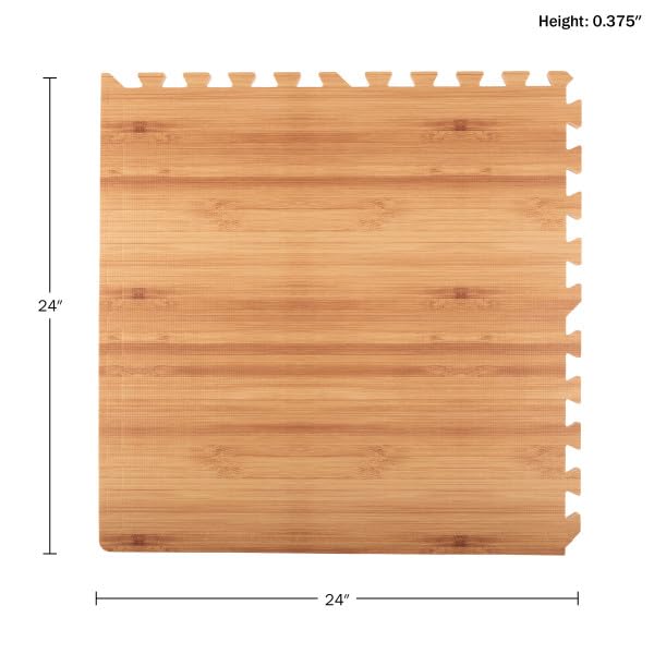 Stalwart EVA Foam Floor Tiles 6-Pack (24 SQFT) - Interlocking Puzzle Mats for Home Gym, Playroom & Exercise Areas - Light Woodgrain Non-Slip Flooring for Kids, Yoga & Workouts