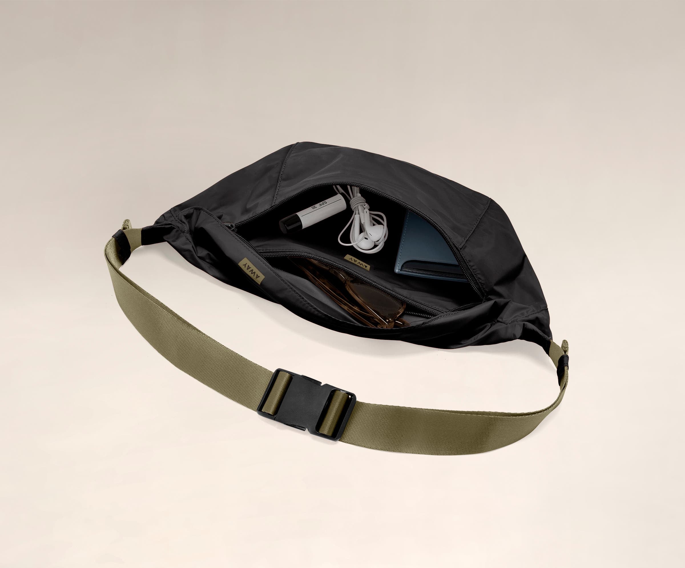 Lightweight Packable Sling Bag - Waterproof Travel Crossbody Bag for Men & Women - Perfect for Hiking, Commuting & Everyday Use (Jet Black)