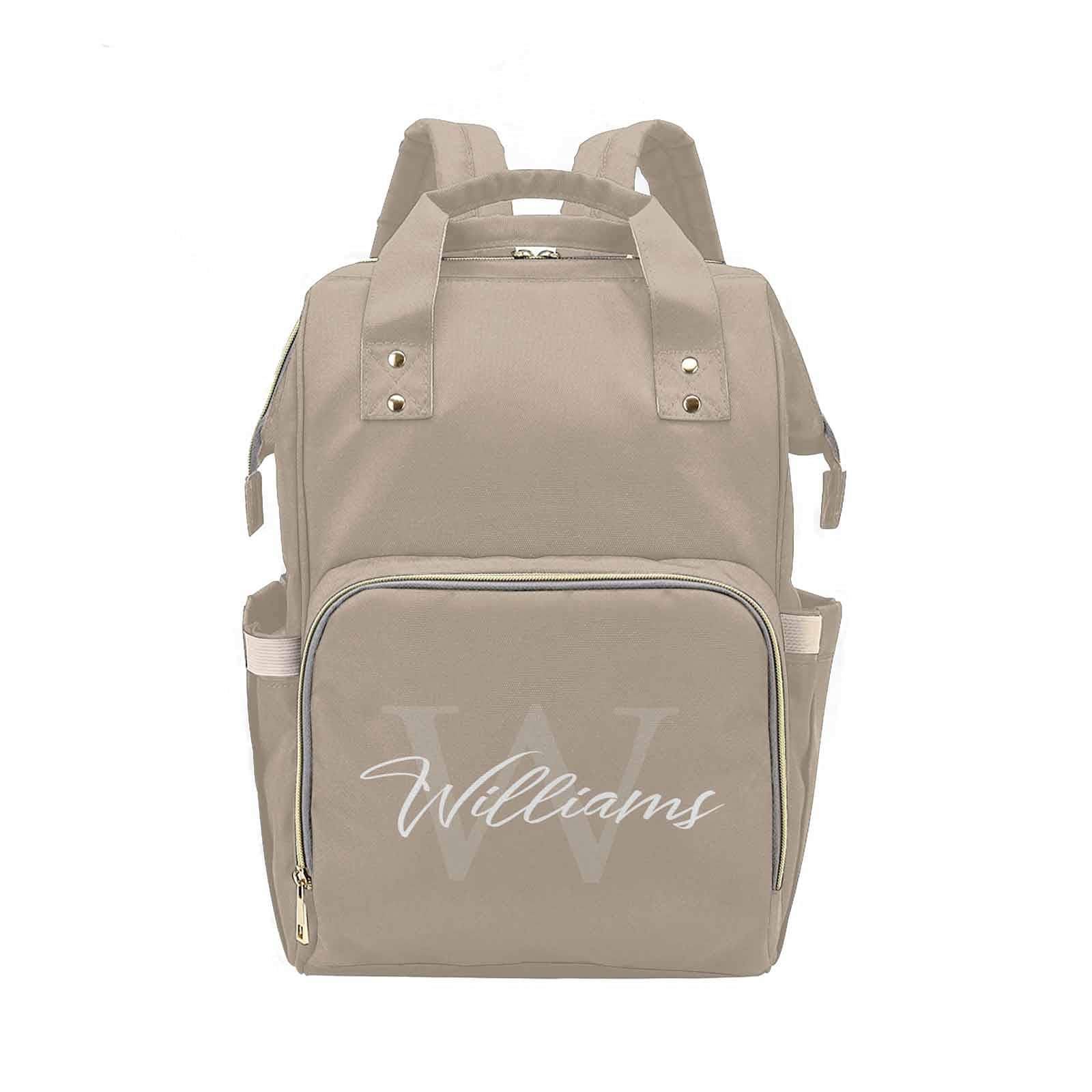 Personalized Monogram Diaper Bag - Beige Travel Shoulder Bag for Moms, Baby Essentials Organizer, Perfect for Daycare, Outings & Travel