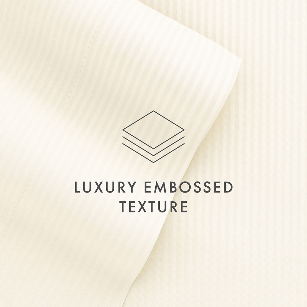 Premium Striped Embossed 4-Piece Sheet Set - Soft Breathable Bedding for Queen/King Size - Perfect for Master Bedroom, Guest Room & Dorm Comfort