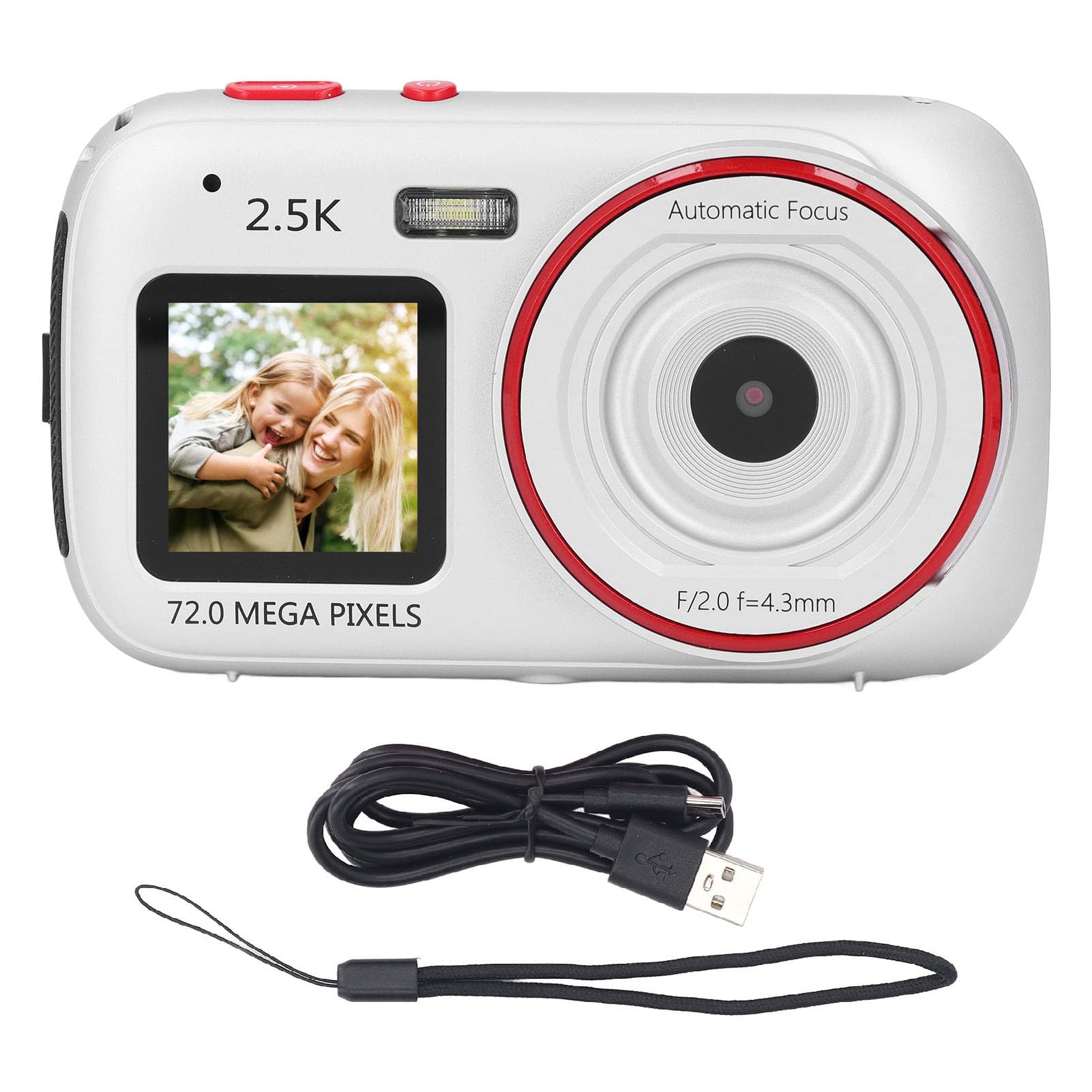72MP Digital Camera for Photography & Vlogging - 16X Zoom Autofocus, Dual Screen Selfie Camera | Compact Point and Shoot Travel Camera for Beginners (Silver) - Perfect for Travel, YouTube Videos & Family Moments