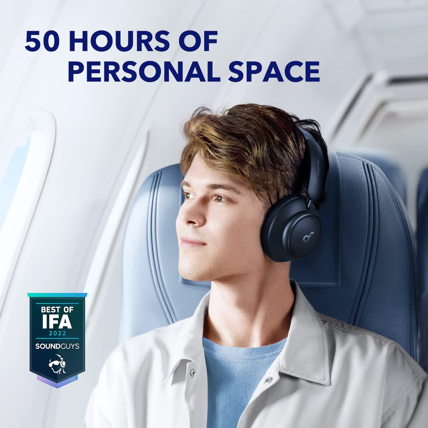 soundcore by Anker Space Q45 Wireless Bluetooth Headphones with Adaptive Active Noise Cancelling (Up to 98% Noise Reduction), 50H Playtime, Hi-Res LDAC Audio, App Control, Comfortable Over-Ear Design for Work, Travel & Home Use - Bluetooth 5.3 for Clear Calls