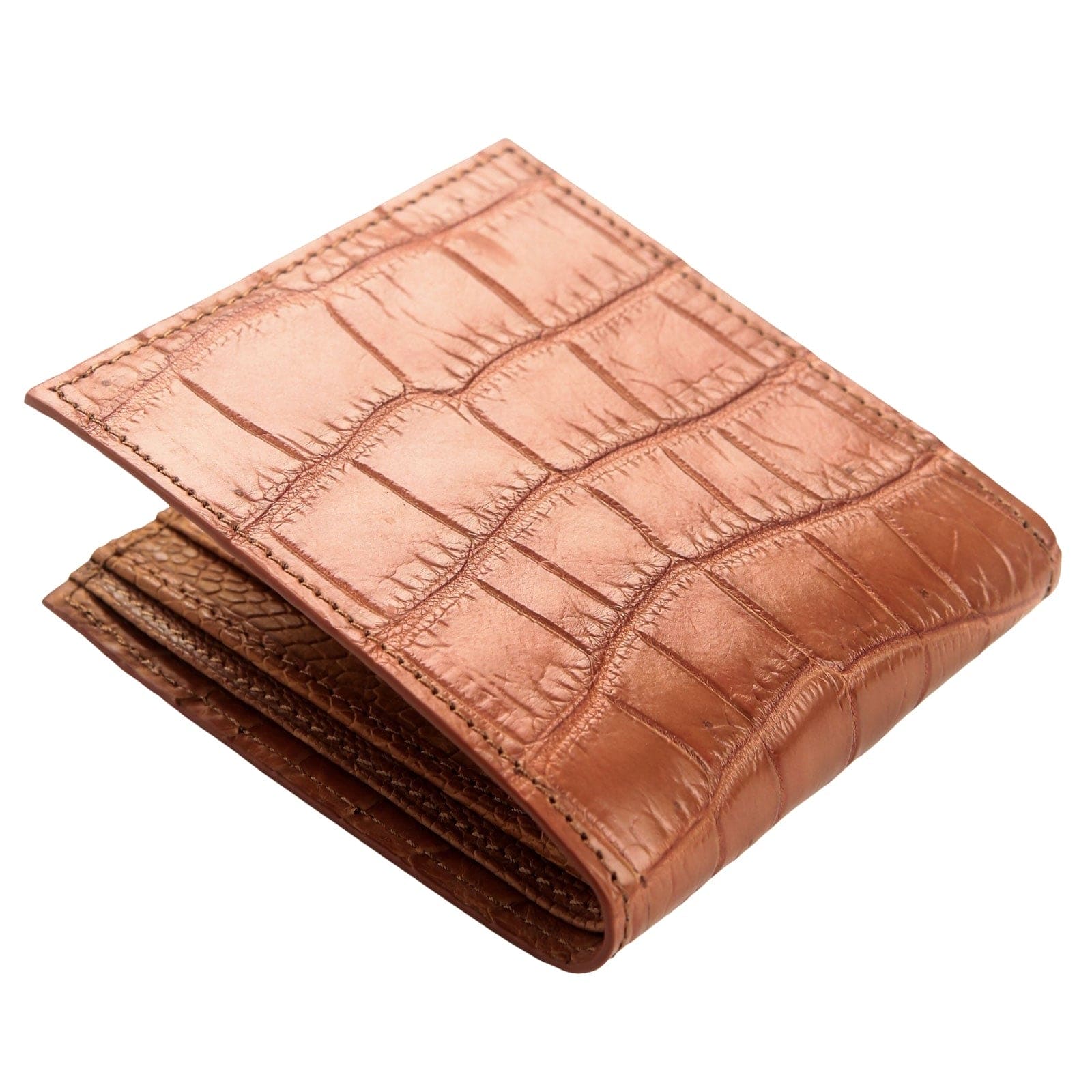 Premium Light Brown Genuine Crocodile & Ostrich Leather Wallet for Men - Luxury Slim Bifold Credit Card Holder (Perfect for Business, Travel & Everyday Use)