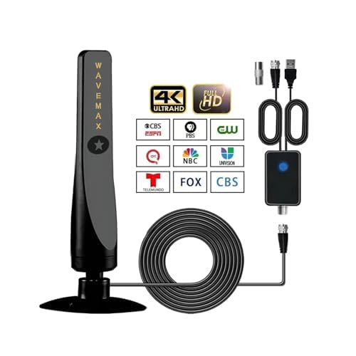 Wave Max TV Antenna 2025 - 500 Mile Range HDTV Antenna with Signal Booster for 4K Ultra HD & Smart TVs | Indoor Digital TV Reception for Home, RV, and Camping