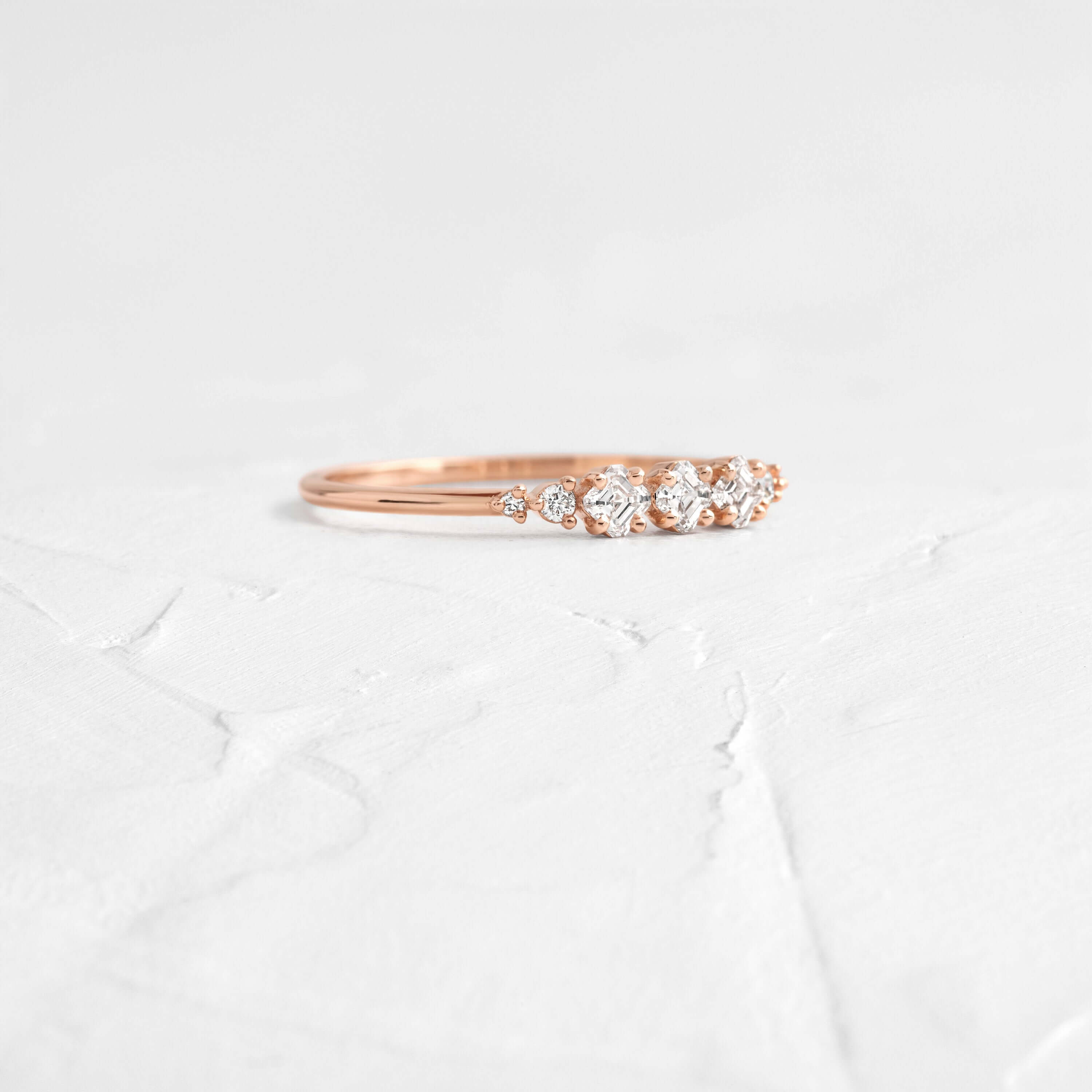 Exquisite Asscher Cut Diamond Band Ring for Women - Vintage Inspired Wedding, Engagement & Anniversary Jewelry - Perfect for Special Occasions & Everyday Elegance