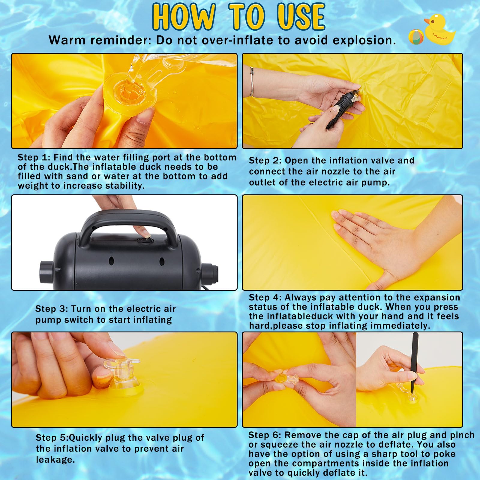 Hungdao 4 Feet Giant Inflatable Duck - Huge Rubber Duck Pool Float for Kids, Summer Beach, Swimming Pool, Carnival, Birthday Party Decoration, Backyard Fun, Water Play, Photo Prop (Yellow)