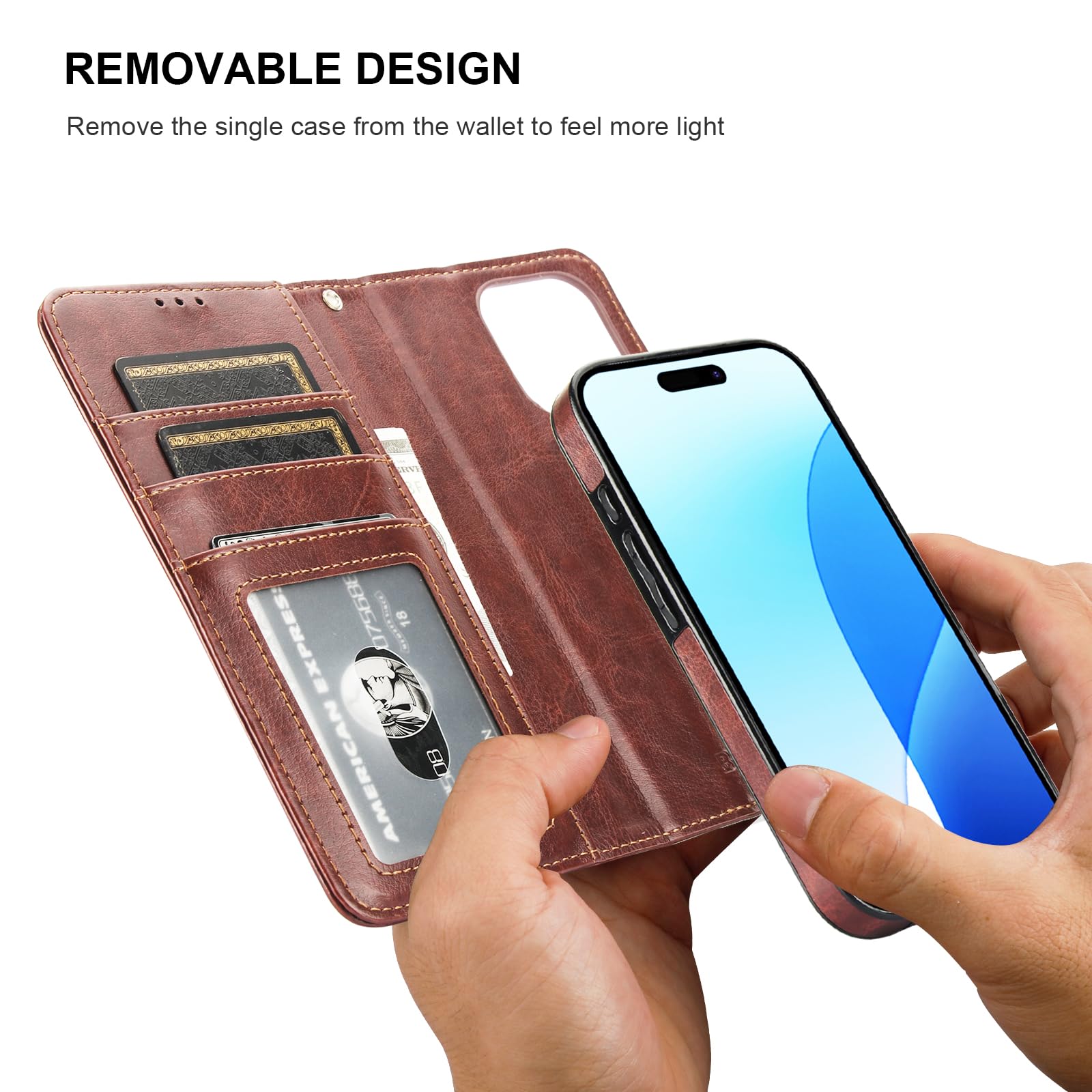 Premium Leather Wallet Case for iPhone 16 Pro (6.3