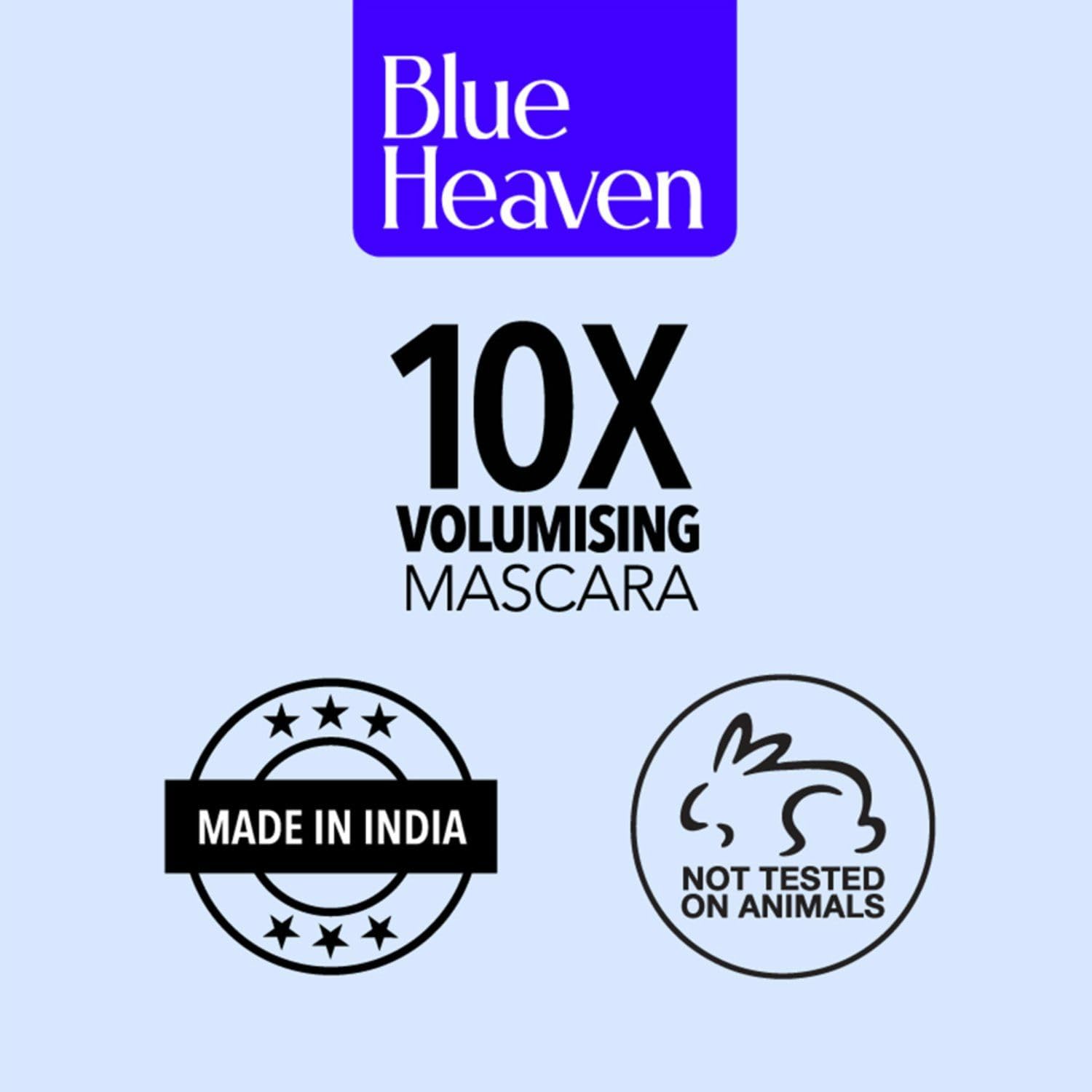 Blue Heaven 10X Volumizing Mascara - Waterproof, Smudge Proof, Long Lasting (12 Hours) | Lightweight Formula for Natural Volume | Perfect for Daily Wear, Parties & Special Occasions | 8ml