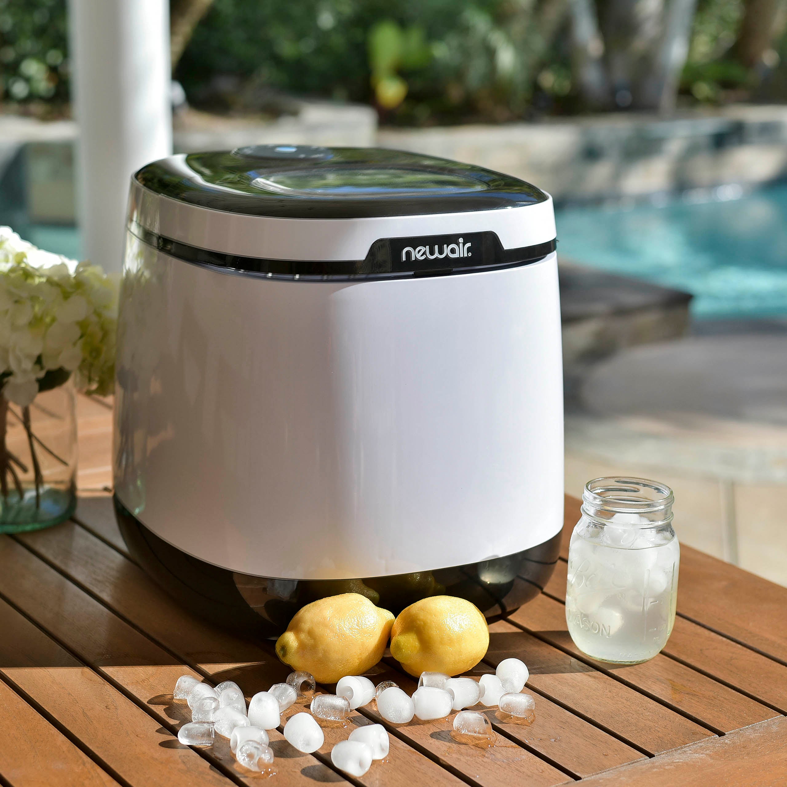 Newair® Countertop Ice Maker - 50 lbs/Day, Bullet Ice Machine, Compact & Portable for Home, Office, or RV - Perfect for Cocktails, Parties, and Outdoor Adventures (White)