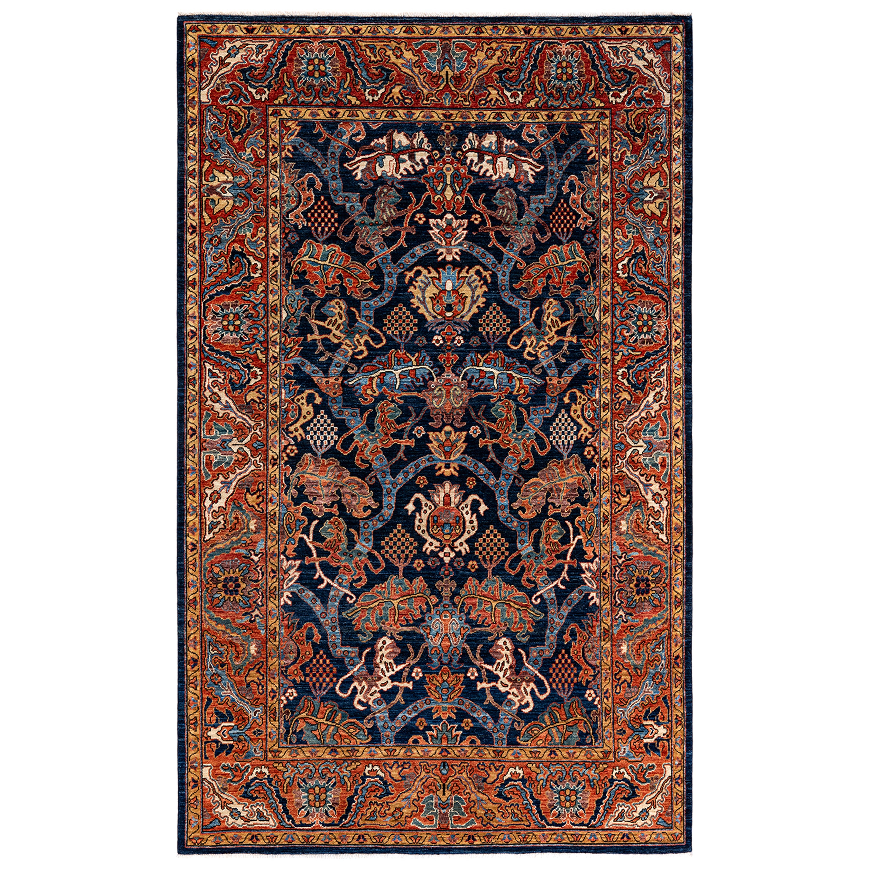 Blue & Red Traditional Serapi Wool Rug 6' x 9'9 - Authentic Persian Style Handmade Area Rug for Living Room, Bedroom & Home Decor