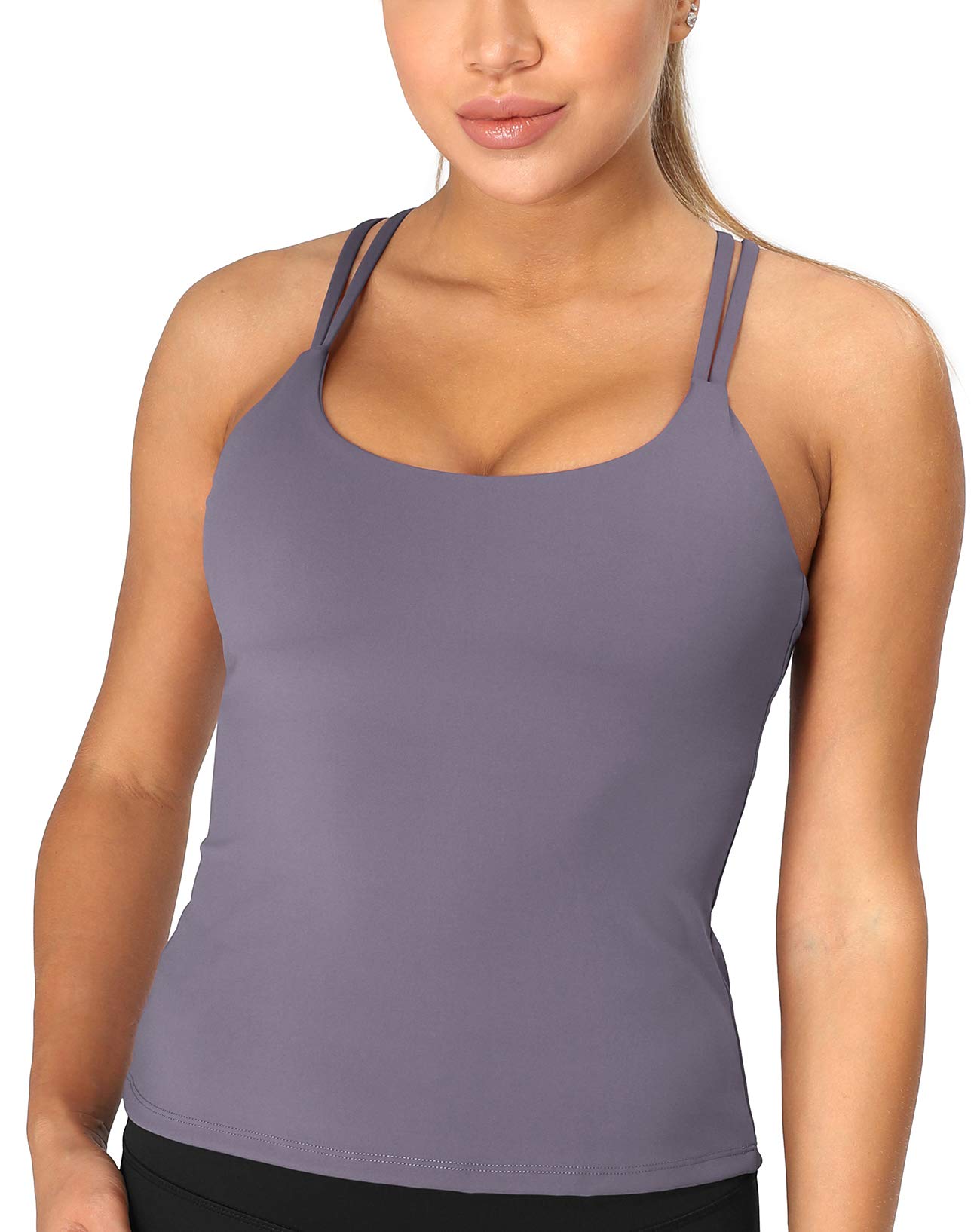 Icyzone Women's Workout Tank Tops with Built-in Bra - Breathable Strappy Yoga Crop Top for Gym, Running & Fitness - 2-in-1 Sports Bra & Athletic Shirt for Active Lifestyles