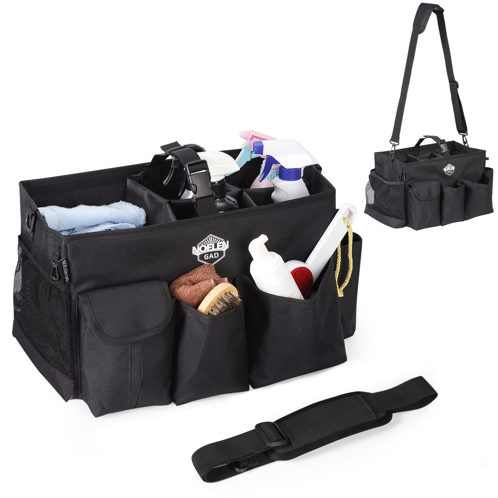 Large Wearable Cleaning Caddy Bag with Handle, Adjustable Shoulder & Waist Straps - Organize Cleaning Supplies, Furniture Storage & Car Accessories | Perfect for Home Cleaning, Car Detailing & Office Organization