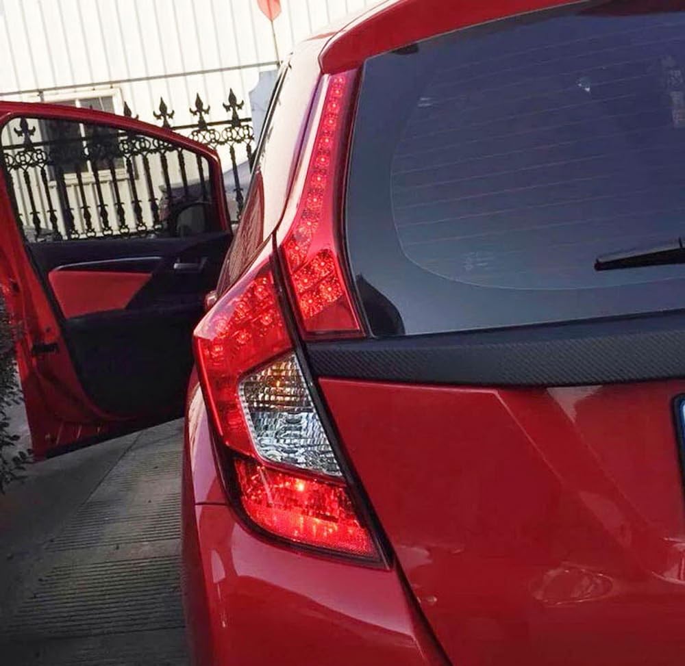 iJDMTOY Red LED Tail Lights & Brake Lights - Compatible with 2015-2020 Honda Fit, Direct OEM Replacement with 14 High-Power SMD LEDs | Enhanced Visibility & Style for Night Driving & Car Customization