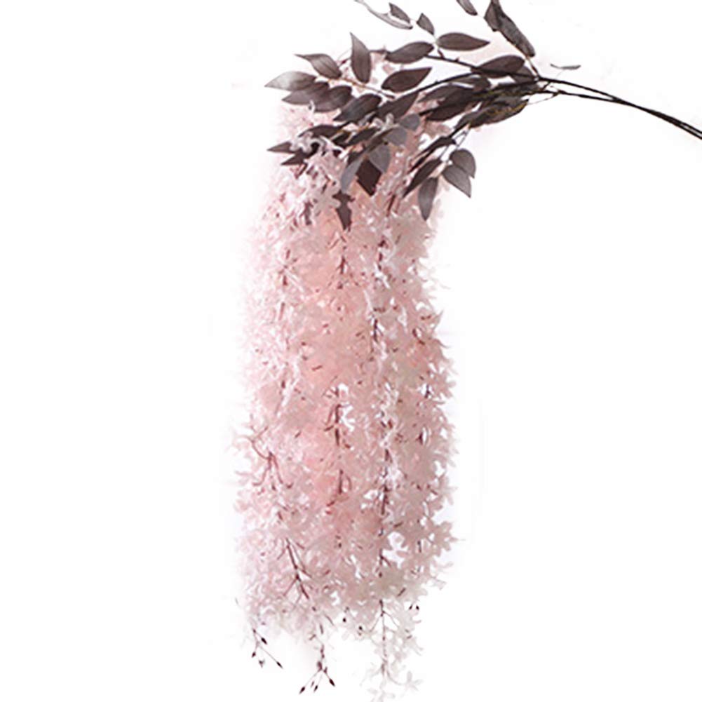 LOadSEcr Artificial Lilac Wisteria Flower Plant - Realistic Plastic Hanging Vine for Wall Decor, Wedding Stage, Bathroom & Home Decoration (Pink) - Perfect for Indoor Greenery, Event Backdrops & Cozy Home Styling
