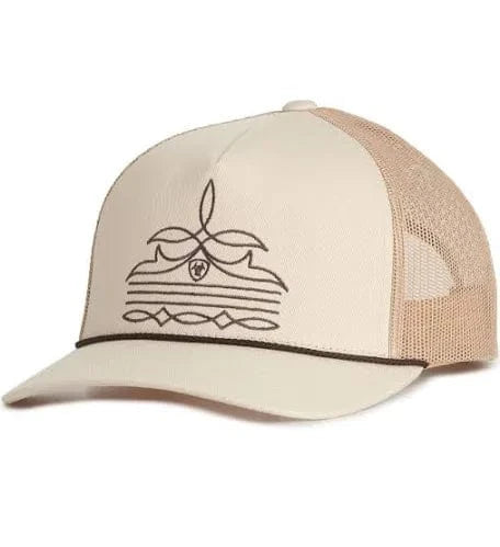 Ariat Men's Latte & Cream Embroidered Boot Stitched Cowboy Hat - Perfect for Western Rides, Rodeos & Outdoor Adventures
