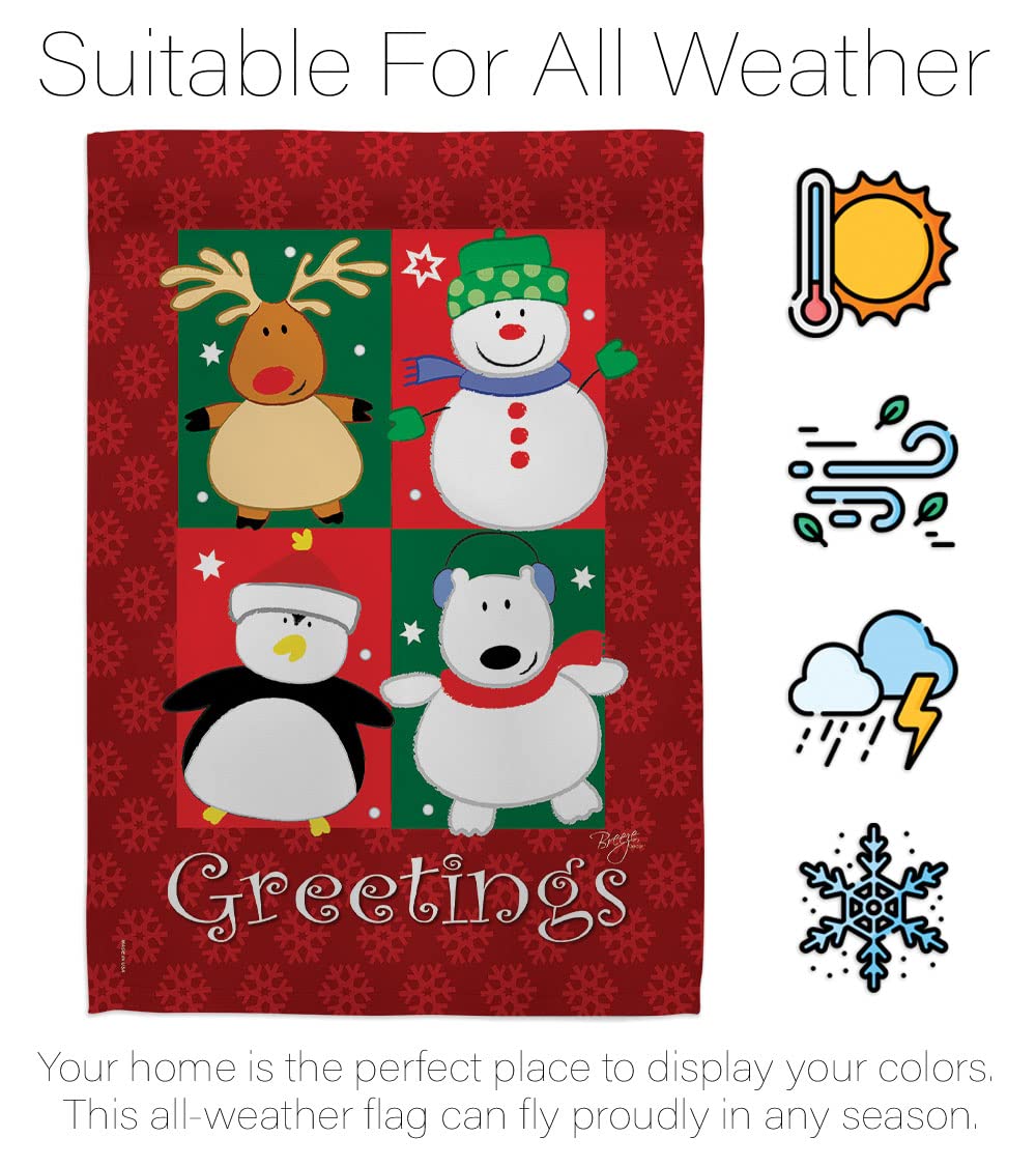 Winter Christmas Decorative Flag Set w/Flagpole - Breeze Decor FK114063-BO for Holiday Home & Garden Decor