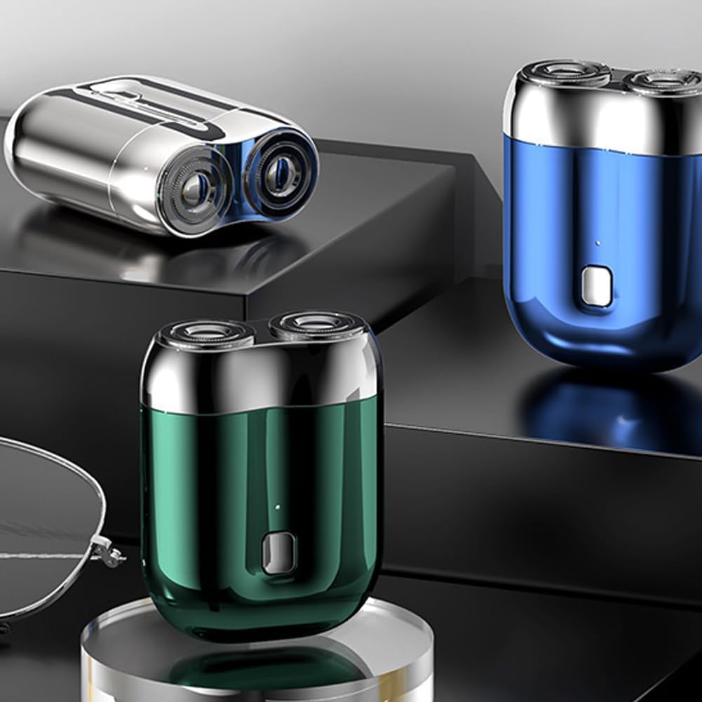 Voalsz Electric Razor for Men - Mini Dual Head Shaver with Blue & Silver Design - Portable Travel & Home Use - Perfect for Quick Grooming & Daily Shaving - Ideal for Business Trips, Gym Bags & Home Bathroom - Great for Busy Professionals, Travelers & Home Use - Best for On-the-Go Grooming, Business Meetings & Travel Essentials