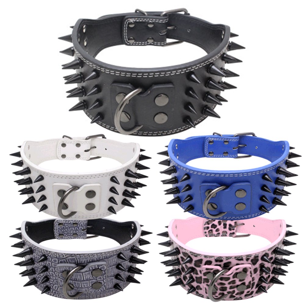 Cool Black Spiked Studded Leather Dog Collar - 3