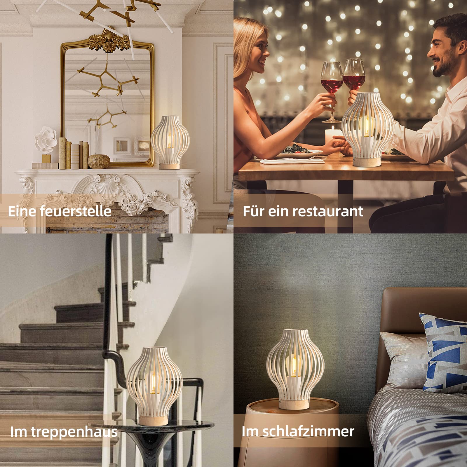 MJ PREMIER Wireless Table Lamp with Timer, Battery Operated LED Desk Light - Modern Metal Bedside Lamp for Living Room, Bedroom & Office (White) | Perfect for Reading, Nightstand Decor & Ambient Lighting