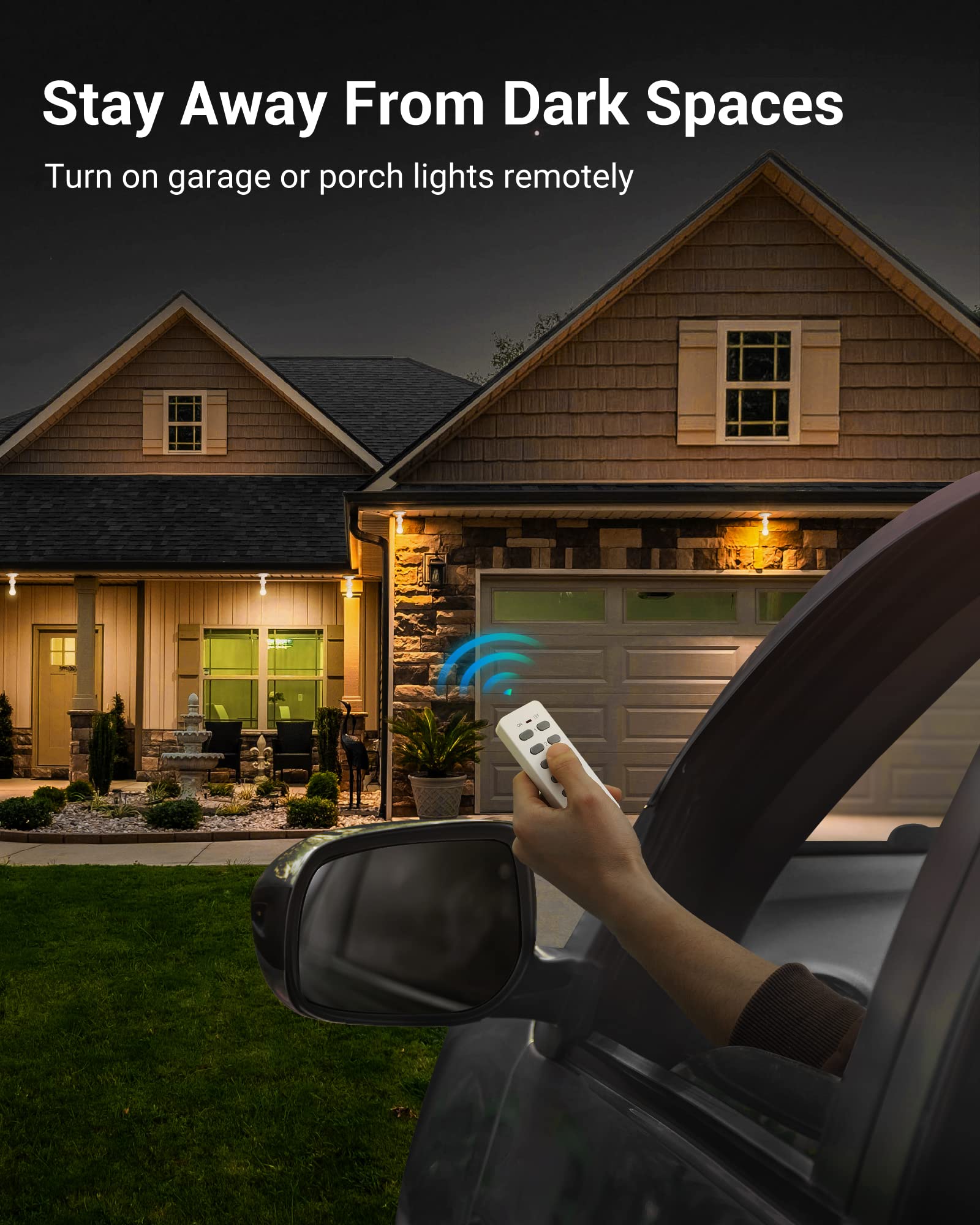 DEWENWILS Wireless Remote Control Light Bulb Socket Kit - E26/E27 Base for Pull Chain Fixtures, No Wiring Required, ETL Certified (2 Remotes + 4 Sockets) - Perfect for Bedroom, Living Room & Outdoor Lighting