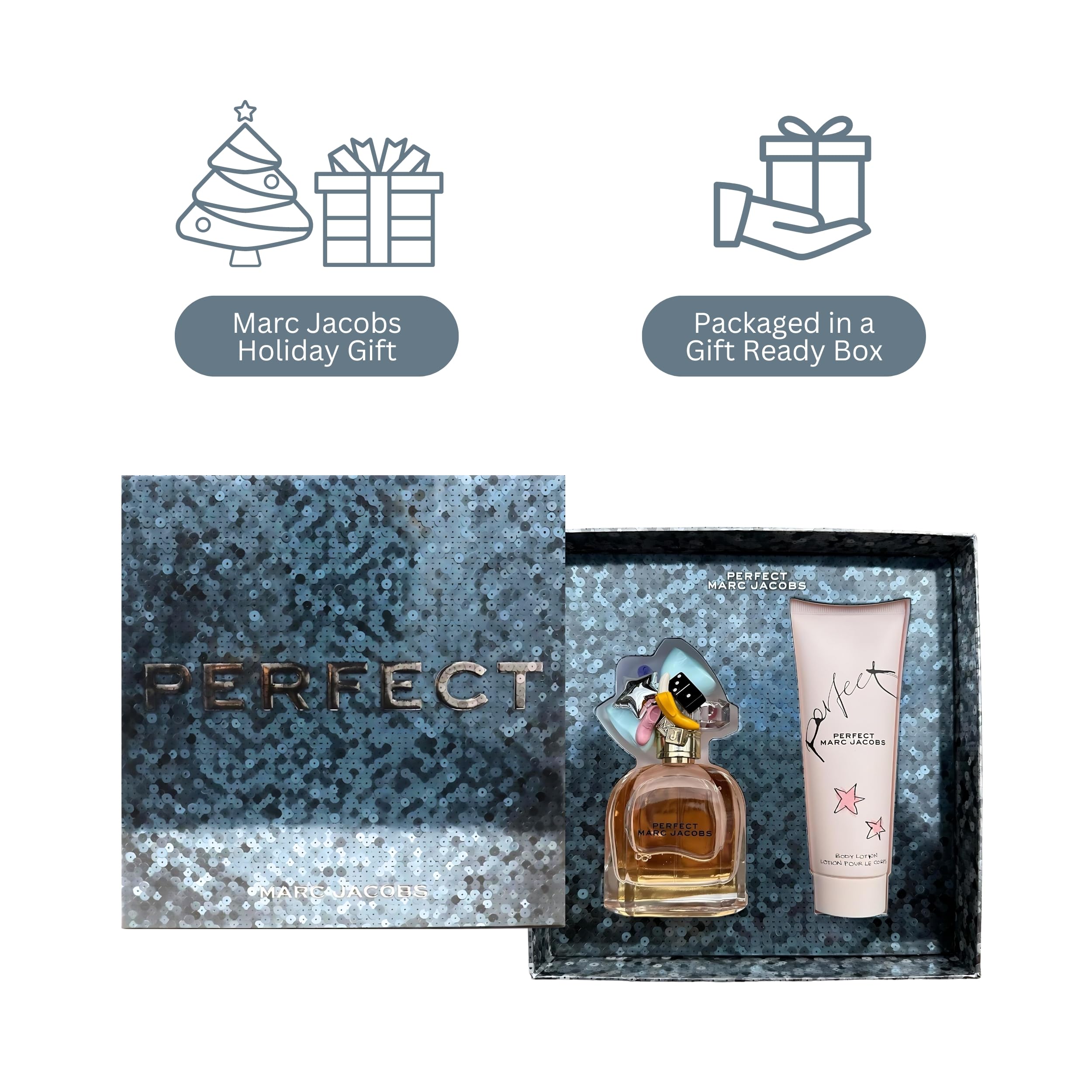 Marc Jacobs Perfect Perfume for Women - Eau de Parfum Gift Set with Travel Spray & Body Lotion | Birthday, Anniversary & Valentine's Day Present for Her