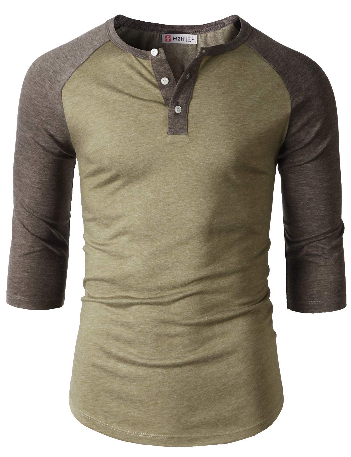 Men's Casual Slim Fit Henley T-Shirt - Raglan Long & 3/4 Sleeve Baseball Jersey Shirt for Everyday Wear, Gym & Street Style