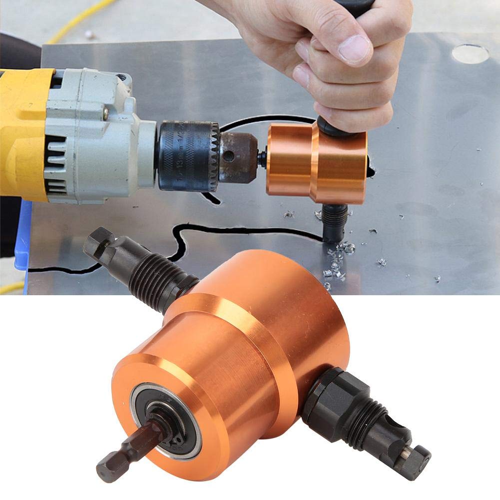 360° Double Head Sheet Metal Cutter - Professional Drill Attachment Nibbler Tool for Car Repair & DIY Projects | Heavy Duty Metal Cutting for Automotive, HVAC & Home Improvement
