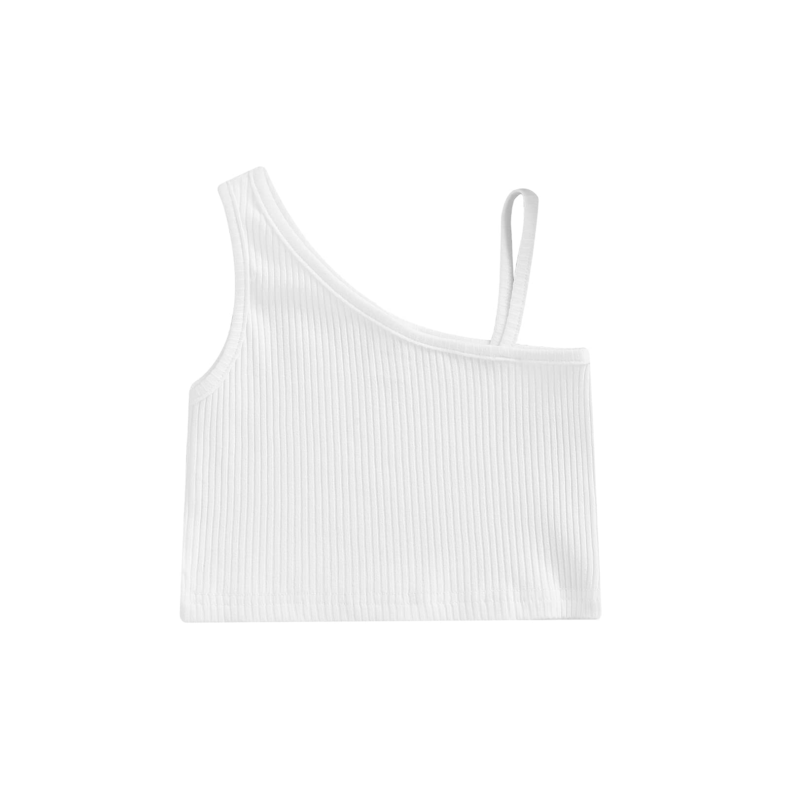 Toddler Baby Girls Crop Top One Shoulder Sleeveless Knit Short T-Shirt - Summer Casual Outfit for Playdates, Beach & Family Photos