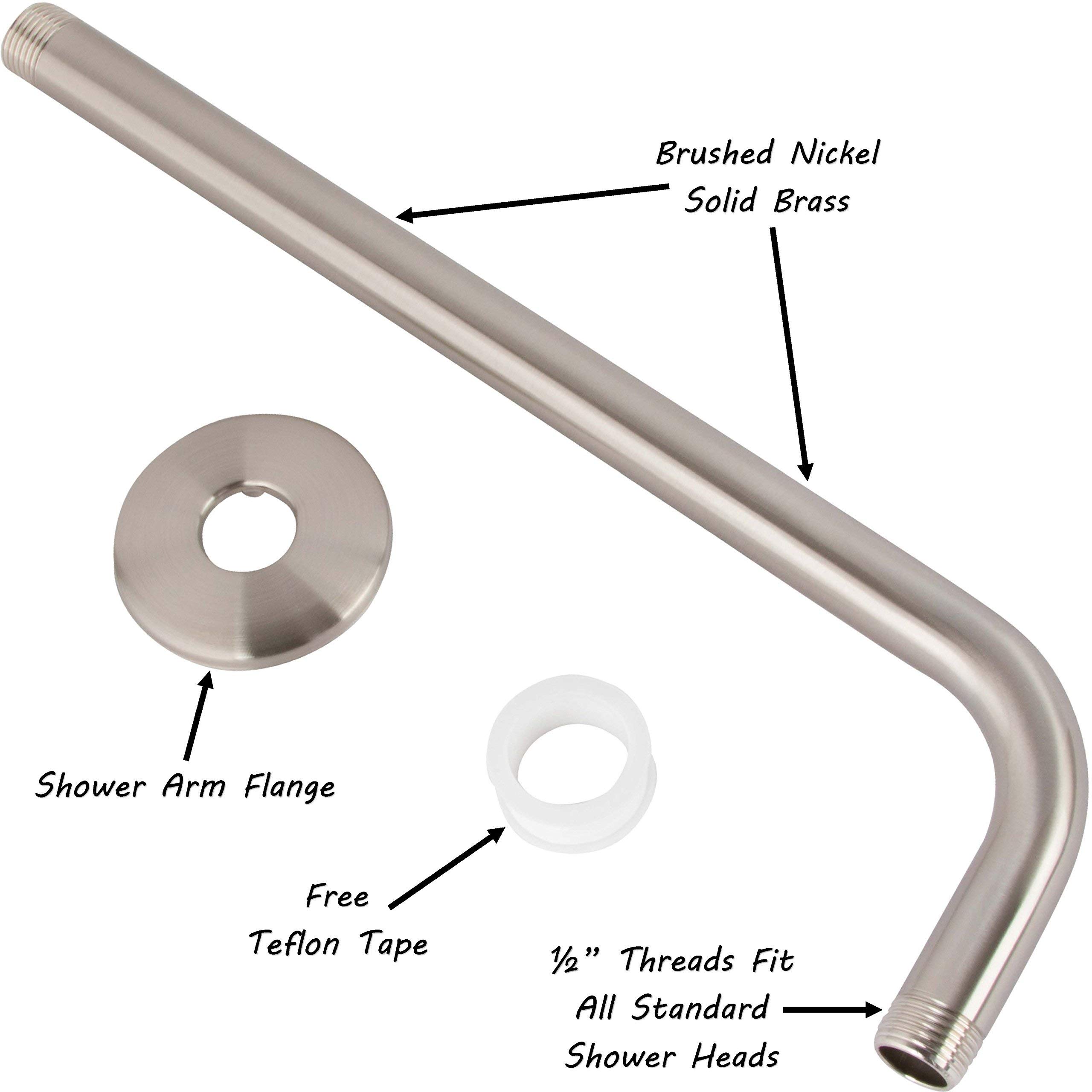Luxury 9 Inch Rain Shower Head with Water Filter - Removes Chlorine, 12 Inch Shower Arm & Flange, 1.8 GPM Brushed Nickel - Perfect for Spa-Like Bathroom Experience & Skin Protection