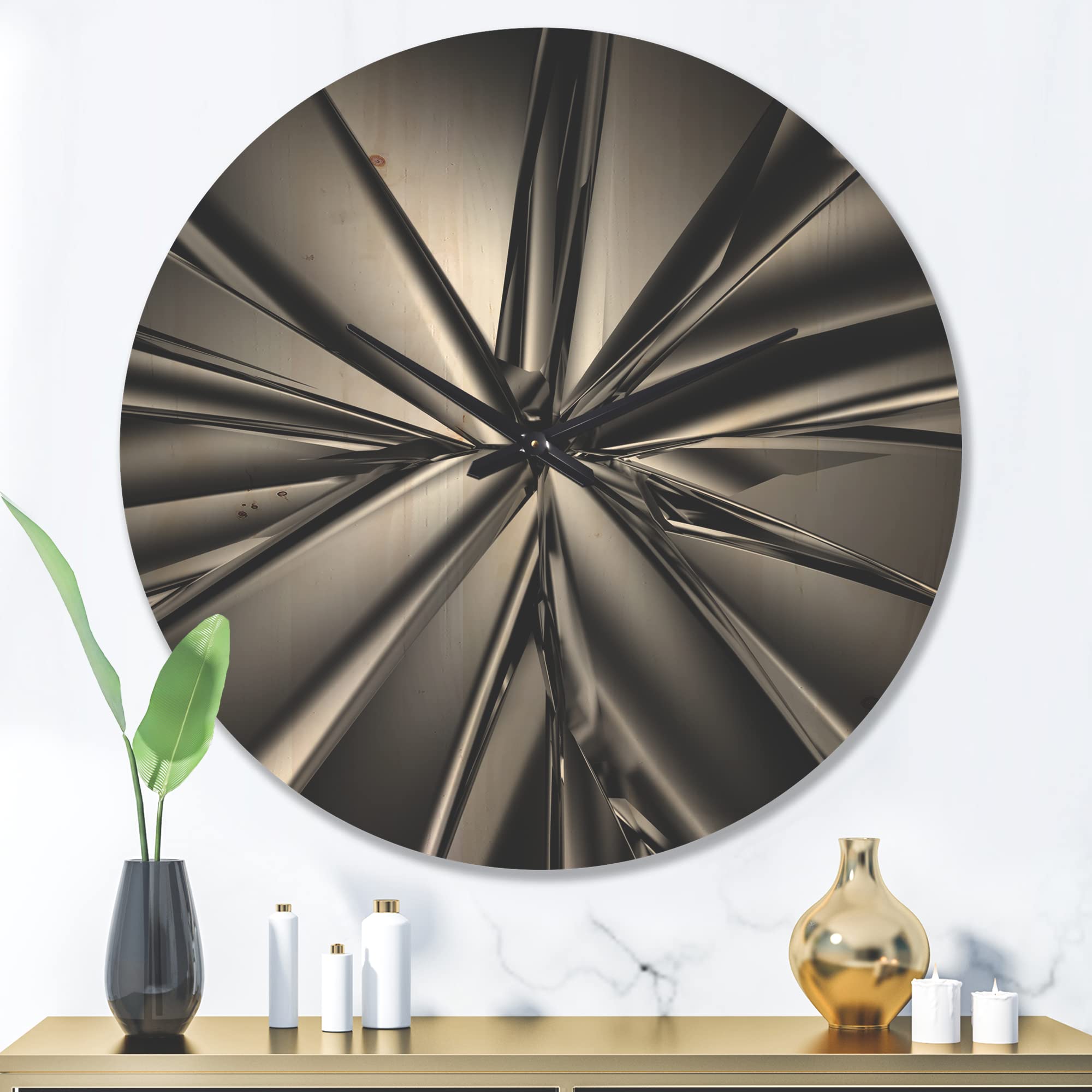 Modern Wood Wall Clock - Large Decorative Oversized Wooden Clock with Fractal Futuristic Crystal Design for Living Room, Bedroom & Office Décor | Perfect for Home, Office & Gift Giving