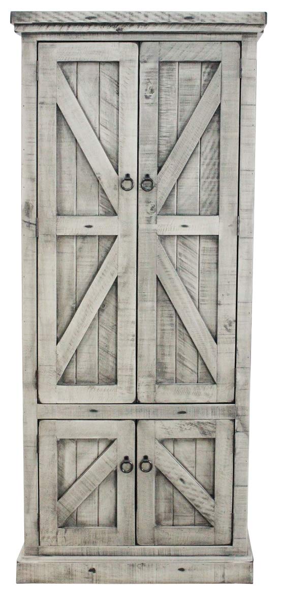 Rustic Double Door Pantry Cabinet in Yellow - American Heartland 30791YL for Farmhouse Kitchen Storage & Pantry Organization
