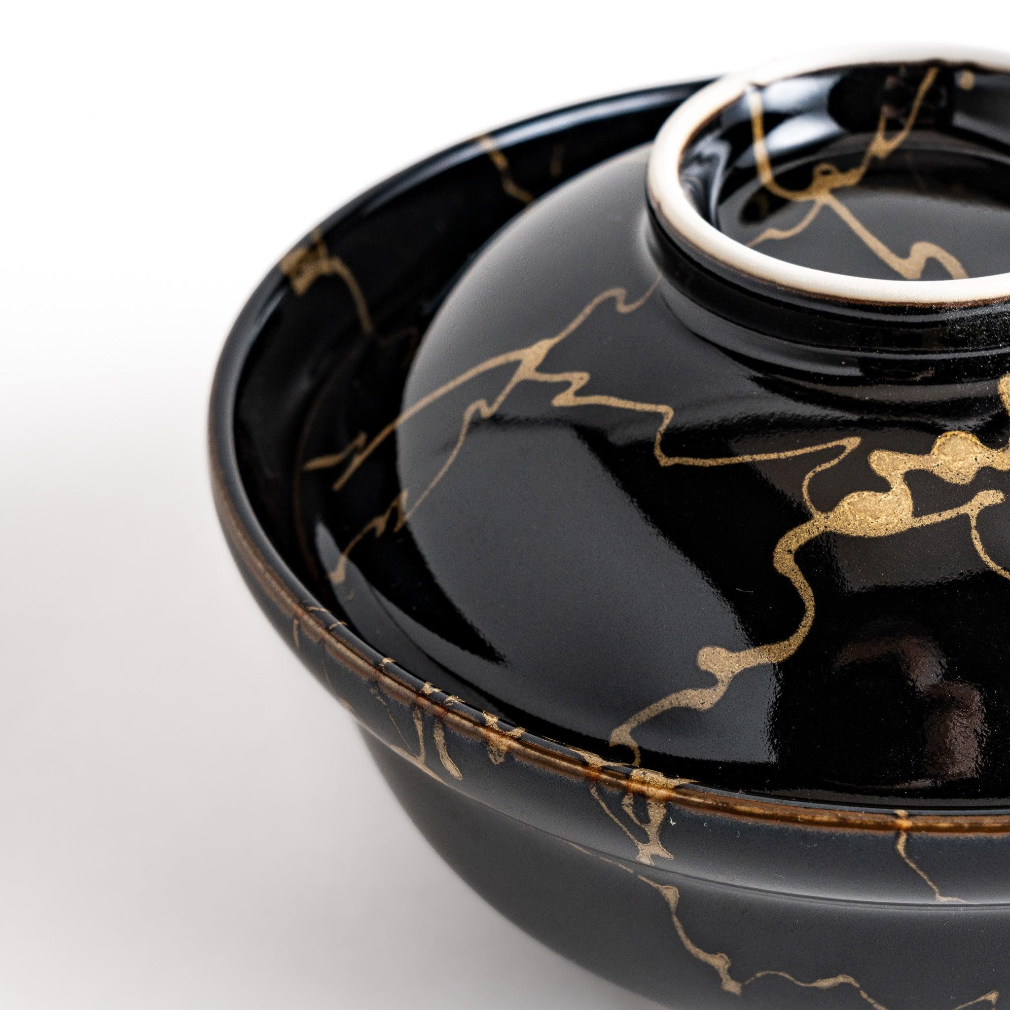 Premium Nocturnal Glow Donburi Bowl with Lid - Aesthetic Japanese Rice Bowl for Sushi, Poke & Bento - Perfect for Home Dining, Meal Prep & Gifts