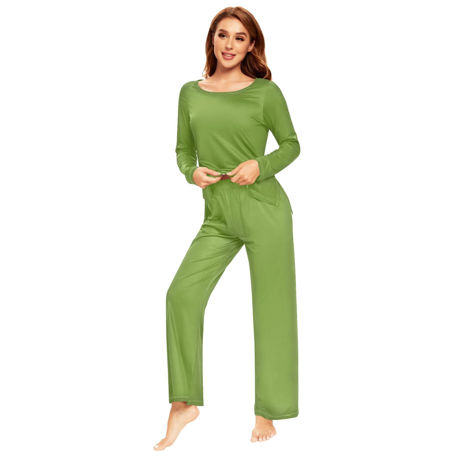 Blue Women's Pajama Set - Soft Long Sleeve Sleepwear Top & Pants Lounge Outfit 20804 | Cozy Nightwear for Relaxing at Home, Sleepovers & Winter Comfort