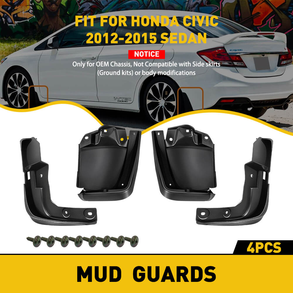 96-00 & 06-21 Honda Civic Mud Guards - Front & Rear Splash Protectors | Durable Car Accessories for Off-Road & All-Weather Protection