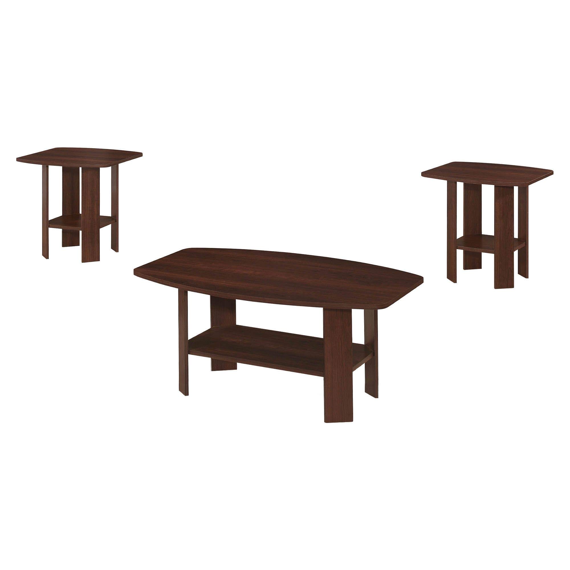 Offex 3-Piece Modern Coffee Table and End Table Set in Cherry Finish - Perfect for Living Room, Lounge & Home Decor