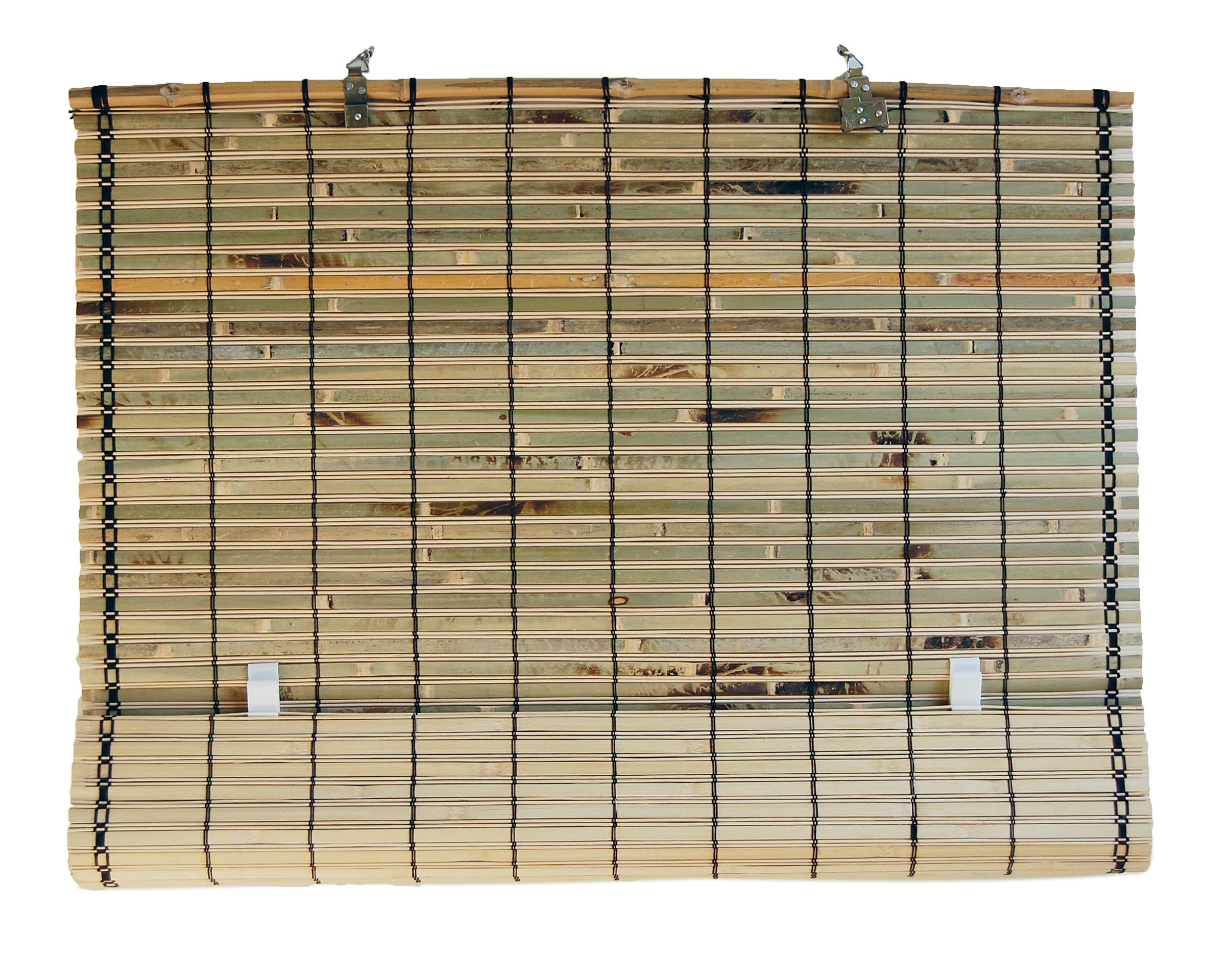 Natural Bamboo Slat Tortoise Shell Cordless Roll Up Window Blind - 84