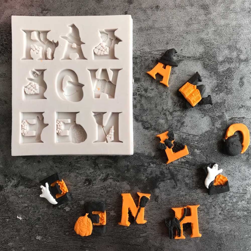 Halloween Alphabet Fondant Molds - Premium Chocolate Candy Making Tools for Cake Decorating, Biscuits & DIY Crafts | Perfect for Baking, Party Treats & Holiday Desserts