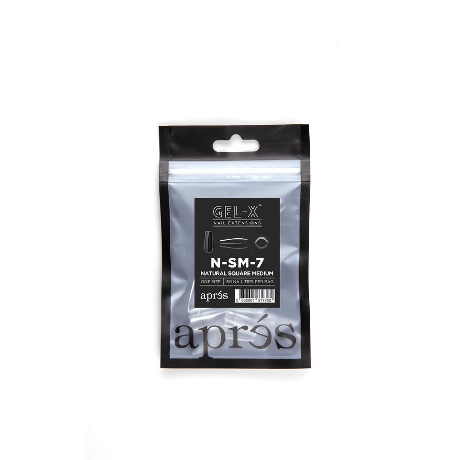 Apres Gel X Natural Square Medium Gel X Tip Refill #000 #9 - Perfect for Nail Extensions & Salon Quality Manicures at Home