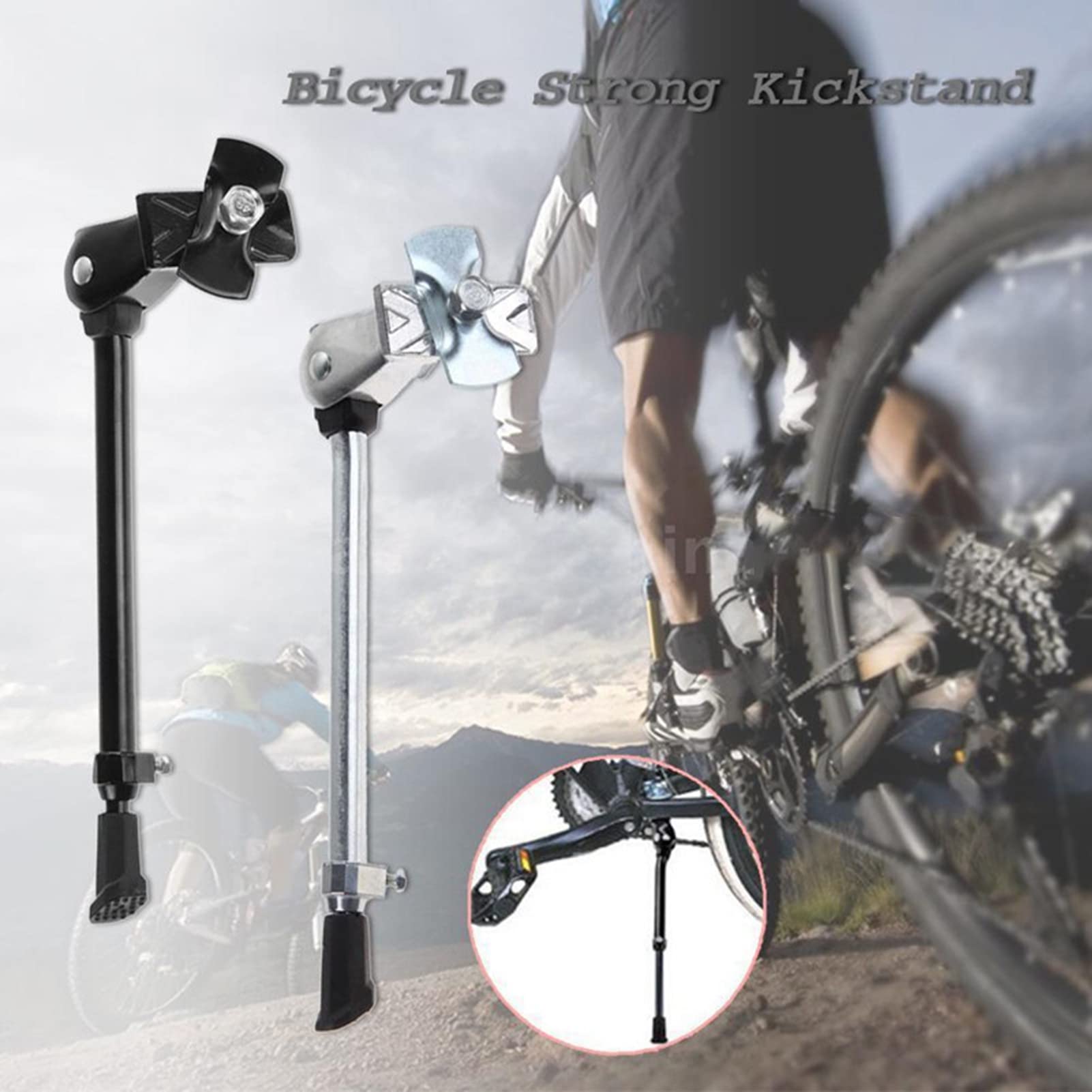 **Universal Aluminum Alloy Bike Kickstand - Rear Mount Bicycle Stand for 24-27 Inch Wheels (MTB, Road Bike, Adult & Sports Bikes) - Perfect for Parking, Storage & Commuting**